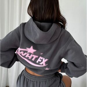 White Fox grey star hoodie L/XL New